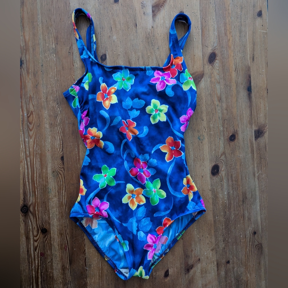 Vintage Lands' End One Piece Floral Swimsuit